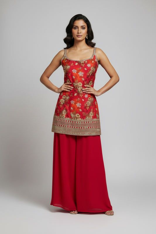 Chinon silk sharara suit by Kurti Connection USA