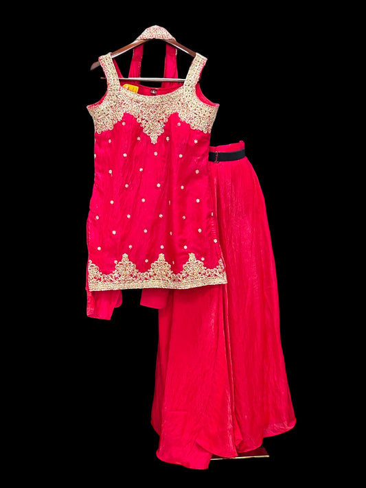 Dark pink party wear sharara set by Kurti Connection USA