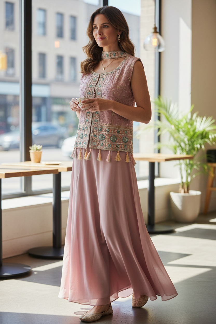 Satin silk sharara set