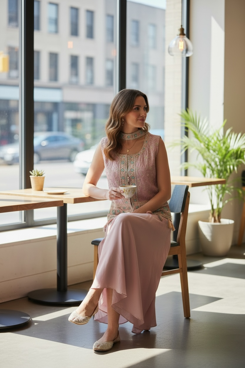 Satin silk sharara set