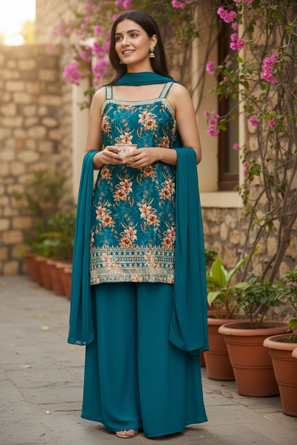 Chinon silk sharara set