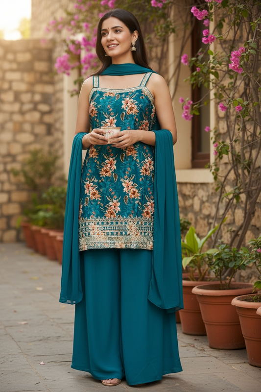 Chinon silk sharara set