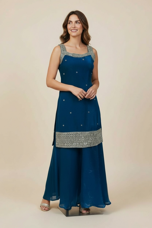 Tissue silk sharara suit by Kurti Connection USA