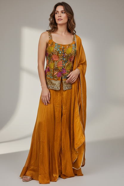Chinon silk sharara suit by Kurti Connection USA