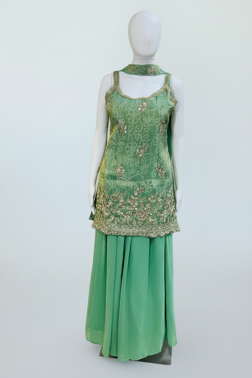 Chiffon silk sharara suit by Kurti Connection USA