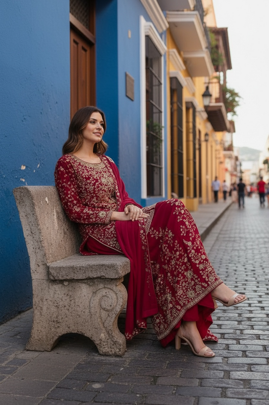 Party wear sharara set by Kurti Connection USA