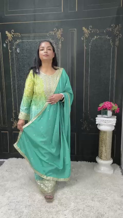 Bandhani silk sharara suit